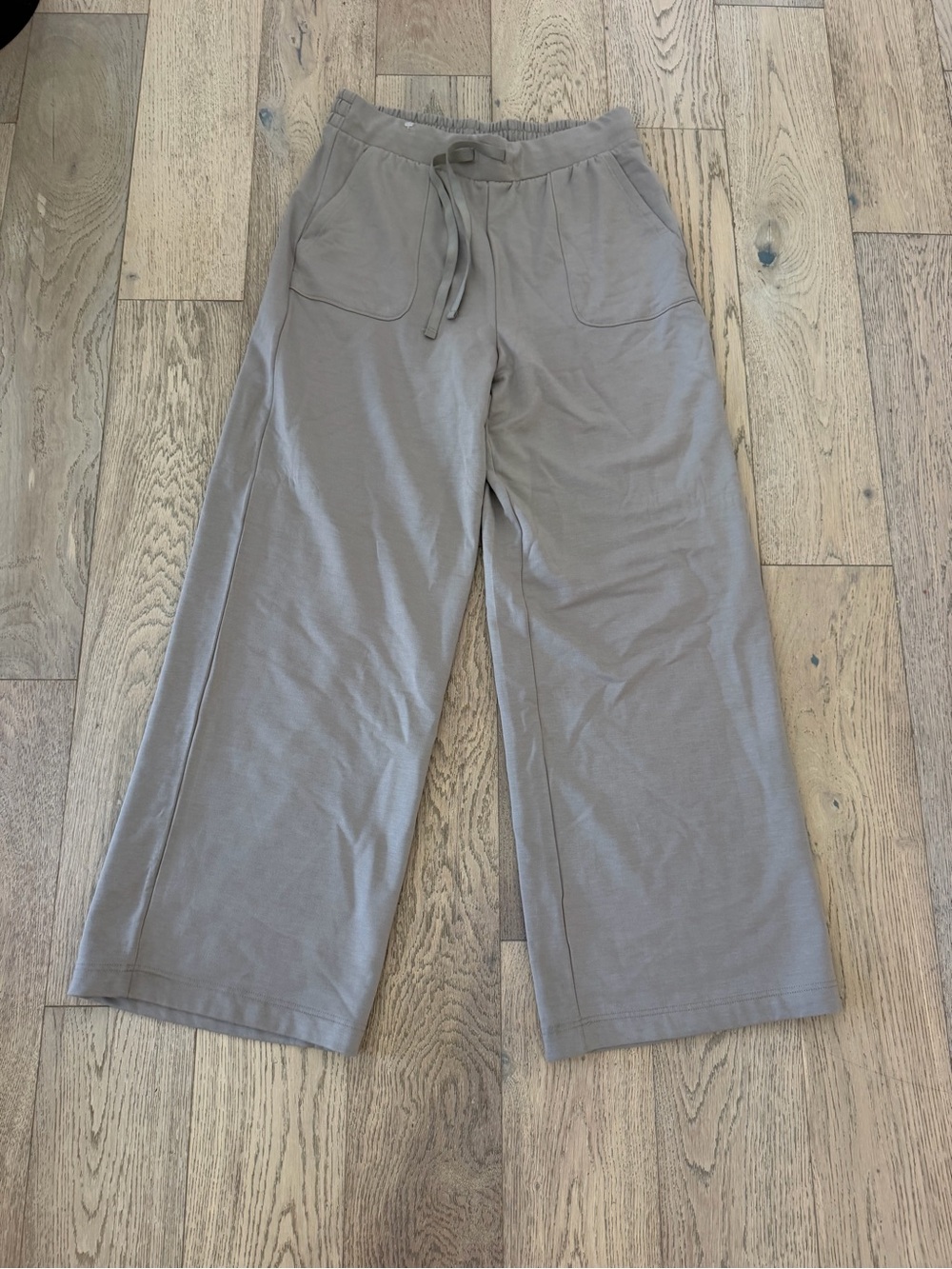 Z Supply Taupe Grey Fleece Lined Wide Leg Large